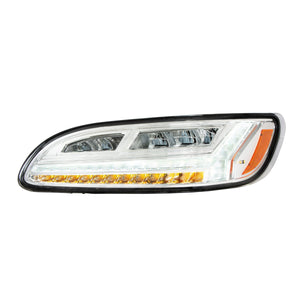 Chrome or Black 6 LED Headlight For Peterbilt 386 (2006-2016) & 387 (2000-2011) (Driver or Passenger Side)