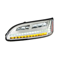 Chrome or Black 6 LED Headlight For Peterbilt 386 (2006-2016) & 387 (2000-2011) (Driver or Passenger Side)