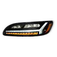 Chrome or Black 6 LED Headlight For Peterbilt 386 (2006-2016) & 387 (2000-2011) (Driver or Passenger Side)