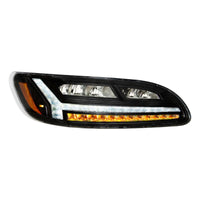 Chrome or Black 6 LED Headlight For Peterbilt 386 (2006-2016) & 387 (2000-2011) (Driver or Passenger Side)