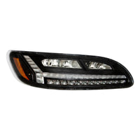 Chrome or Black 6 LED Headlight For Peterbilt 386 (2006-2016) & 387 (2000-2011) (Driver or Passenger Side)