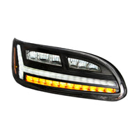 Chrome or Black 6 LED Headlight For Peterbilt 386 (2006-2016) & 387 (2000-2011) (Driver or Passenger Side)