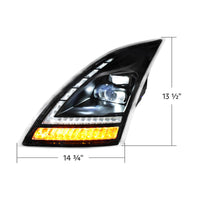 Blackout Full LED Headlight With Switchable Sequential Turn Signal - 2018-2024 Volvo VNL (Driver or Passenger Side)