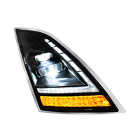 Blackout Full LED Headlight With LED Turn Signal and DRL For 2018-2024 Volvo VNL (Driver or Passenger Side)