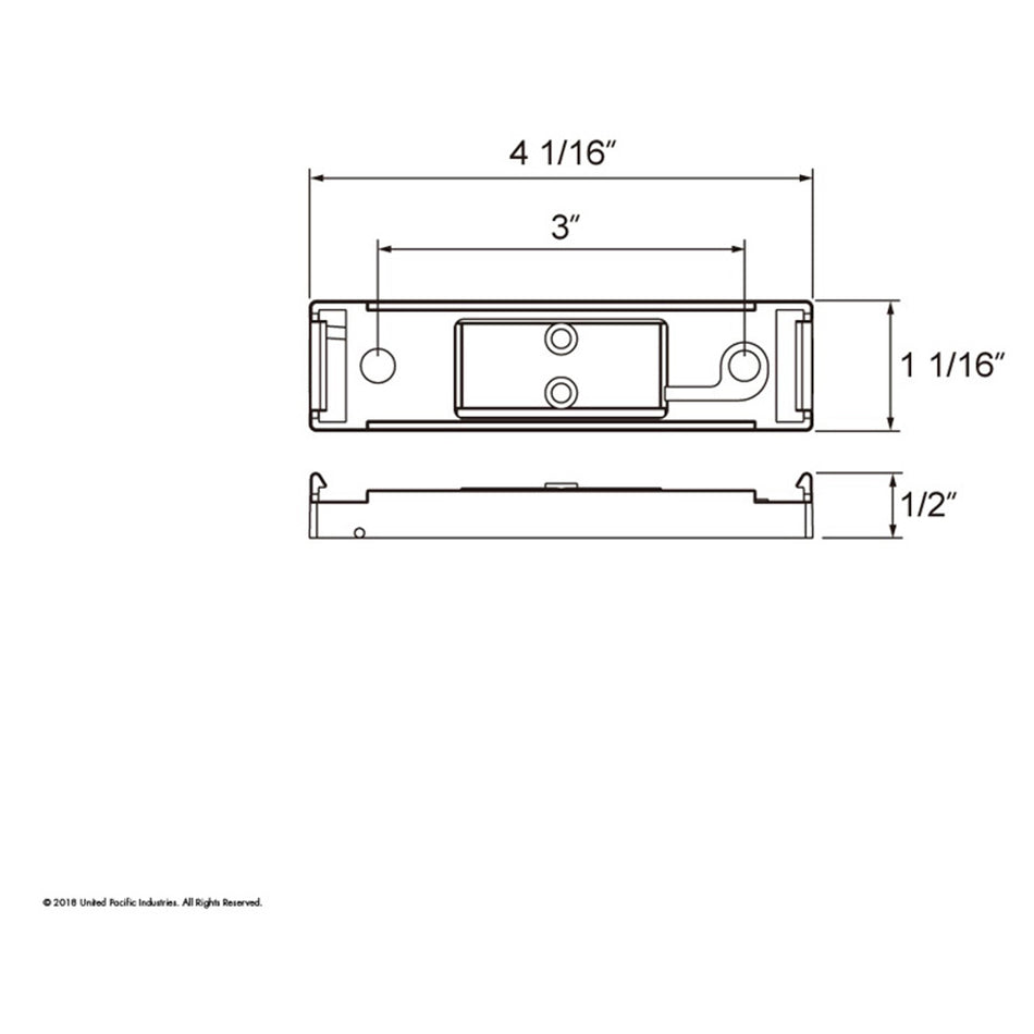 United Pacific - Black Mounting Bracket For Rectangular Fender Mount Light