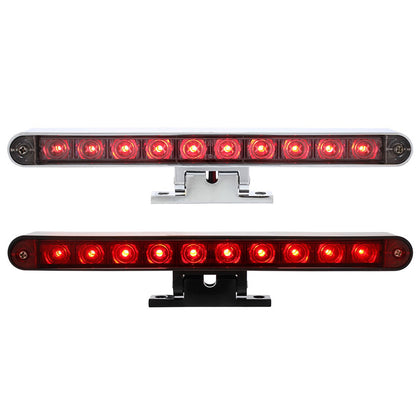 10 LED Dual Function 3rd Brake Light w Chrome or Black Swivel Pedestal Base (Red LEDs/Red Lens)