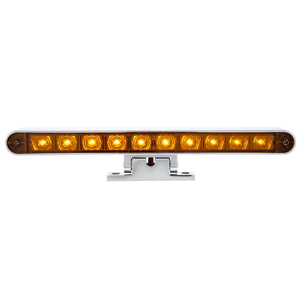Chrome 10 LED Light Bar With 180 Degree Swivel Base Dual Function (Amber or White LEDs/Amber or Clear Lens)