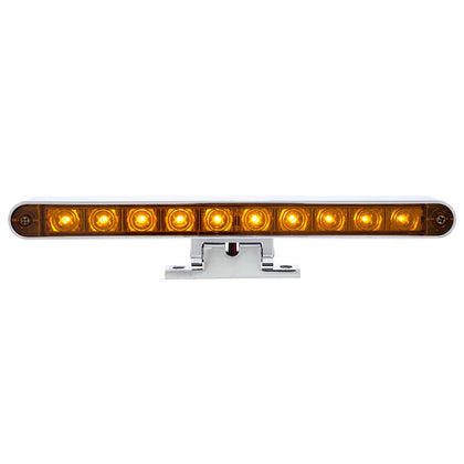 Chrome 10 LED Light Bar With 180 Degree Swivel Base Dual Function (Amber or White LEDs/Amber or Clear Lens)