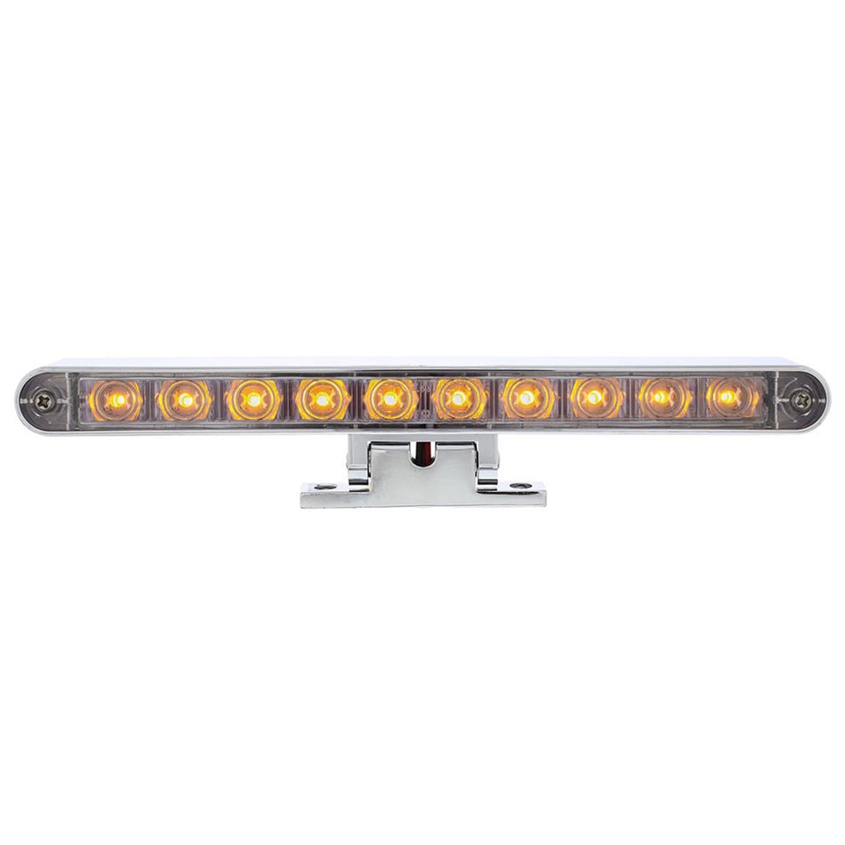 Chrome 10 LED Light Bar With 180 Degree Swivel Base Dual Function (Amber or White LEDs/Amber or Clear Lens)
