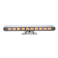 Chrome 10 LED Light Bar With 180 Degree Swivel Base Dual Function (Amber or White LEDs/Amber or Clear Lens)
