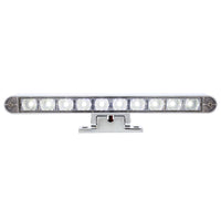 Chrome 10 LED Light Bar With 180 Degree Swivel Base Dual Function (Amber or White LEDs/Amber or Clear Lens)