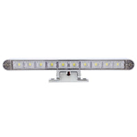 Chrome 10 LED Light Bar With 180 Degree Swivel Base Dual Function (Amber or White LEDs/Amber or Clear Lens)