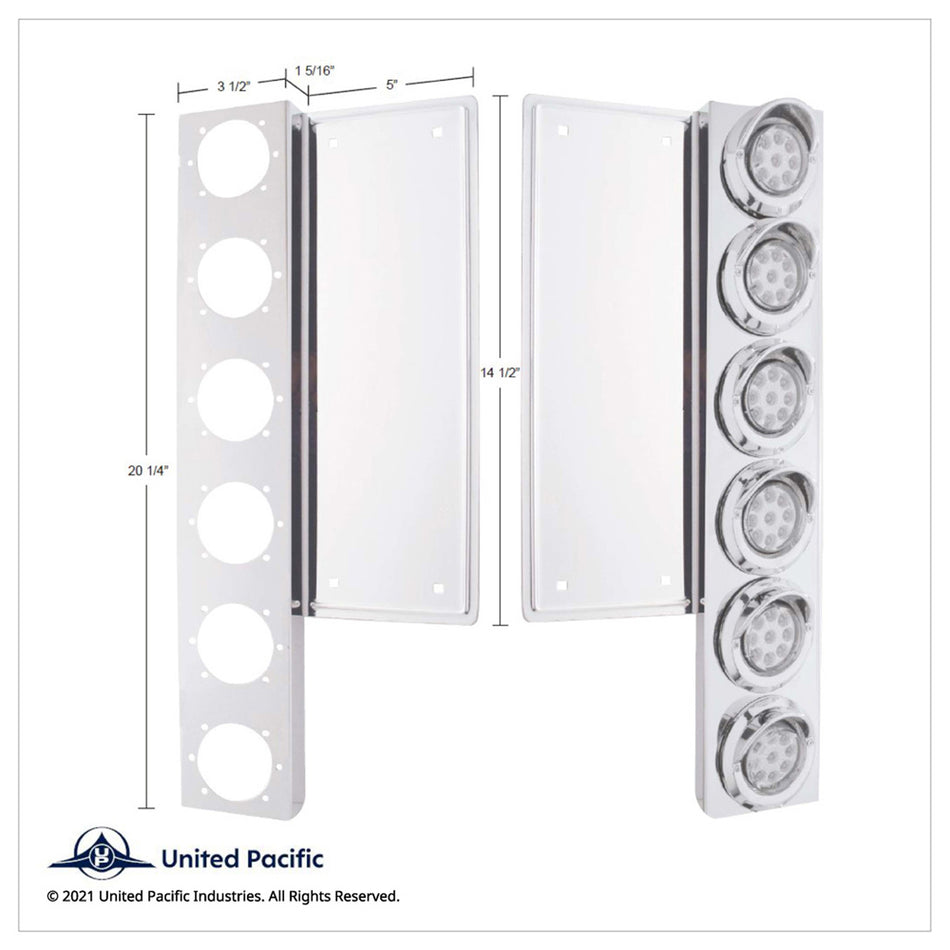 United Pacific - Freightliner Stainless Front Air Cleaner Bracket Only - 12 Light Cutouts