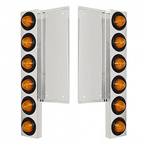 FL Stainless Steel Front Air Cleaner Bracket W/12 X 9 LED 2" Beehive Lights - Amber LED/Amber Lens (Grommet or Visor Bezels)