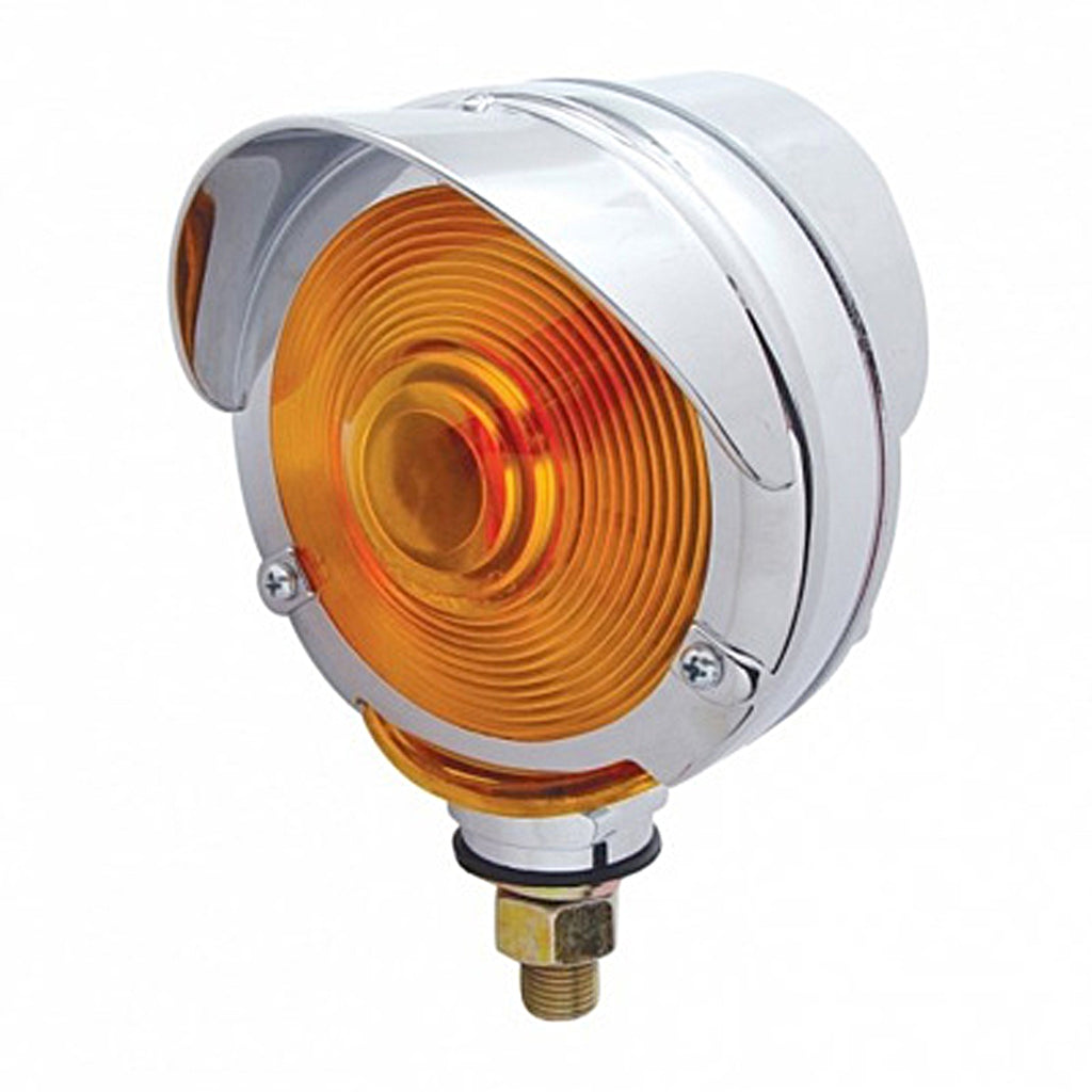 Double Face Turn Signal Light With Visor or Upside Down Visor (Amber LEDs/Red Lens)