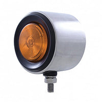 United Pacific - Stainless 2-1/2" Double Face With Lights - Amber LEDs/Red Lens (Grommet, Bezel or Visor)