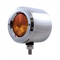 United Pacific - Stainless 2-1/2" Double Face With Lights - Amber LEDs/Red Lens (Grommet, Bezel or Visor)