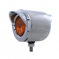 United Pacific - Stainless 2-1/2" Double Face With Lights - Amber LEDs/Red Lens (Grommet, Bezel or Visor)