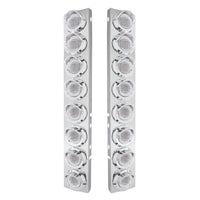 Stainless Steel Front Air Cleaner Bracket With 16 X 9 LED 2" Lights & Visors For Peterbilt (Amber or Clear Lens)