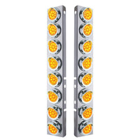 Stainless Steel Front Air Cleaner Bracket With 16 X 9 LED 2" Reflector Amber LED Lights & Visors For Peterbilt (Amber or Clear Lens)