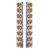 Stainless Steel Front Air Cleaner Bracket With 16 X 9 LED 2" Reflector Amber LED Lights & Visors For Peterbilt (Amber or Clear Lens)