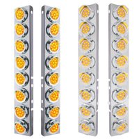 Stainless Steel Front Air Cleaner Bracket With 16 X 9 LED 2" Reflector Amber LED Lights & Visors For Peterbilt (Amber or Clear Lens)