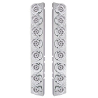 Stainless Steel Front Air Cleaner Bracket With 16 X 9 LED 2" Reflector Amber LED Lights & Visors For Peterbilt (Amber or Clear Lens)