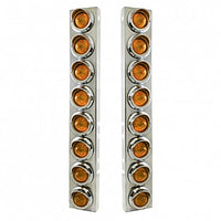 Stainless Steel Front Air Cleaner Bracket With 16 X 9 LED 2" Beehive Lights & Visors For Peterbilt - Amber LEDs (Amber or Clear Lens)