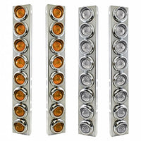 Stainless Steel Front Air Cleaner Bracket With 16 X 9 LED 2" Beehive Lights & Visors For Peterbilt - Amber LEDs (Amber or Clear Lens)