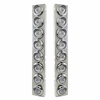 Stainless Steel Front Air Cleaner Bracket With 16 X 9 LED 2" Beehive Lights & Visors For Peterbilt - Amber LEDs (Amber or Clear Lens)