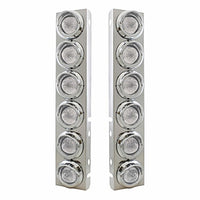 Stainless Steel Front Air Cleaner Bracket With 12 X 9 LED 2" Beehive Lights & Visors For Peterbilt - Amber LEDs (Amber or Clear Lens)