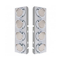 Stainless Steel Front Air Cleaner Bracket With 8 X 9 LED 2" Lights & Visors For Peterbilt - Amber LEDs (Amber or Clear Lens)