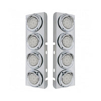 Stainless Steel Front Air Cleaner Bracket With 8 X 9 LED 2" Reflector Lights & Visors For Peterbilt - Amber LEDS (Amber or Clear Lens)