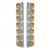 Stainless Steel Front Air Cleaner Bracket With 14 X 9 Amber LED 2" Reflector Lights & Visors For Kenworth - Amber LEDs (Amber or Clear Lens)