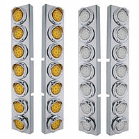 Stainless Steel Front Air Cleaner Bracket With 14 X 9 Amber LED 2" Reflector Lights & Visors For Kenworth - Amber LEDs (Amber or Clear Lens)