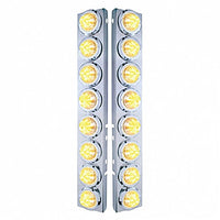 Stainless Steel Front Air Cleaner Bracket With 16 X 9 LED 2" Beehive Lights & Bezels For Peterbilt - Amber LED (Amber or Clear Lens)