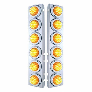 Stainless Steel Front Air Cleaner Bracket With 12 X 9 LED 2" Beehive Lights & Bezels For Peterbilt - Amber LEDs (Amber or Clear Lens)