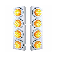 Stainless Steel Front Air Cleaner Bracket With 8 X 9 LED 2" Beehive Lights & Bezels For Peterbilt - Amber LEDs (Amber or Clear Lens)