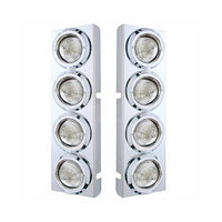 Stainless Steel Front Air Cleaner Bracket With 8 X 9 LED 2" Beehive Lights & Bezels For Peterbilt - Amber LEDs (Amber or Clear Lens)