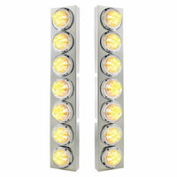 Stainless Steel Front Air Cleaner Bracket With 14 X 9 Amber LED 2" Beehive Lights & Bezels For Kenworth - Amber LEDs (Amber or Clear Lens)