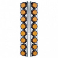 Stainless Steel Front Air Cleaner Bracket With 16 X 9 LED 2" Lights For Peterbilt - Amber LED (Amber or Clear Lens)