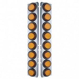 Stainless Steel Front Air Cleaner Bracket With 16 X 9 LED 2" Lights For Peterbilt - Amber LED (Amber or Clear Lens)