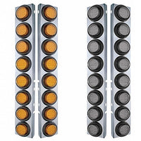 Stainless Steel Front Air Cleaner Bracket With 16 X 9 LED 2" Lights For Peterbilt - Amber LED (Amber or Clear Lens)
