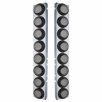 Stainless Steel Front Air Cleaner Bracket With 16 X 9 LED 2" Lights For Peterbilt - Amber LED (Amber or Clear Lens)