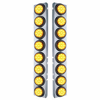 Stainless Steel Front Air Cleaner Bracket With 16 X 9 LED 2" Reflector Lights For Peterbilt - Amber LED (Amber or Clear Lens)