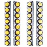 Stainless Steel Front Air Cleaner Bracket With 16 X 9 LED 2" Reflector Lights For Peterbilt - Amber LED (Amber or Clear Lens)