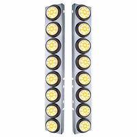 Stainless Steel Front Air Cleaner Bracket With 16 X 9 LED 2" Reflector Lights For Peterbilt - Amber LED (Amber or Clear Lens)