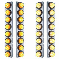 Stainless Steel Front Air Cleaner Bracket With 16 X 9 LED 2" Beehive Lights For Peterbilt - Amber LEDs (Amber or Clear Lens)