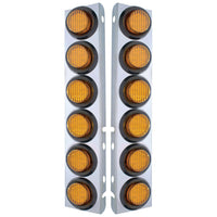 Stainless Steel Front Air Cleaner Bracket With 12 X 9 LED 2" Lights For Peterbilt - Amber LED (Amber or Clear Lens)