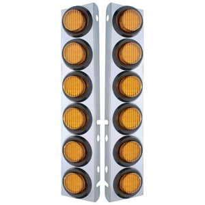 Stainless Steel Front Air Cleaner Bracket With 12 X 9 LED 2" Lights For Peterbilt - Amber LED (Amber or Clear Lens)